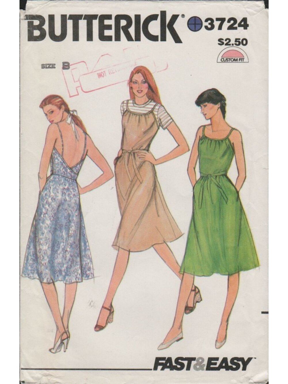 Butterick 3724 Easy Back Wrap Sun Dress & Jumper Pattern Size 14 16 18 Uncut Vtg